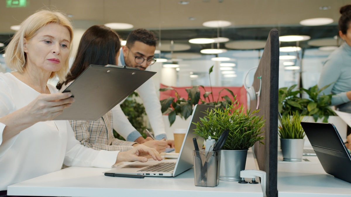 Freelancer working at desk